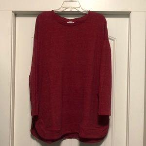 J Jill Red Waffle Weave Tunic w/Pockets